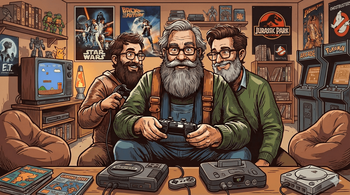 Groupe de vieux gamers